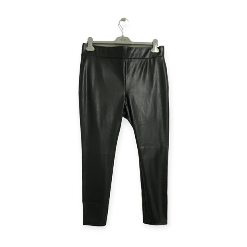 Loft Black Faux Leather Stretch Pants/Leggings, Size L